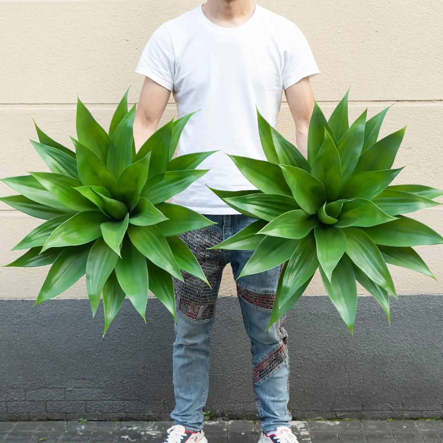 

Large UV Resistant Artificial Agave Plants for Indoor Outdoor Decor, 2 Pack 28" Fake Succulent