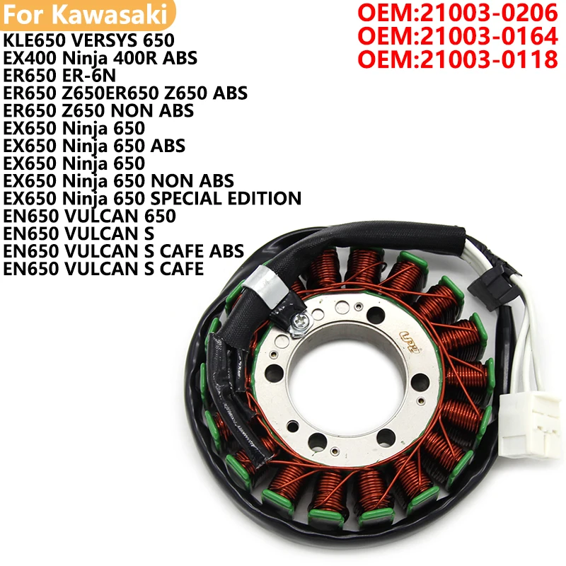 

Motorcycle Ignition Magneto Stator Coil For Kawasaki Ninja 650 EX650 NON ABS 21003-0206 Parts