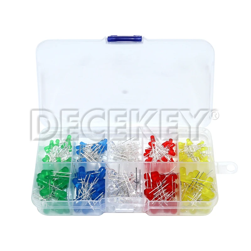100-200PCS 3MM 5MM LED Diode Assorted Kit F3 F5 LED Light Emitting Diodes White Green Red Blue Yellow Orange DIY Electronic Kit