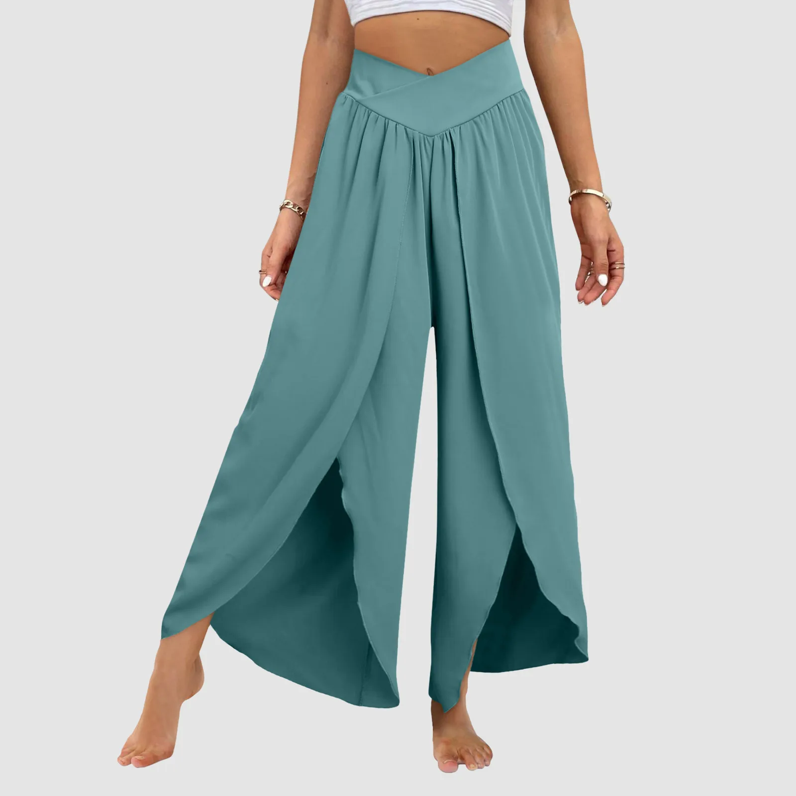 Women Wide Leg Pants High Waisted Yoga Pants Hippie Pants Boho Beach Plus Size Palazzo Pants For Women Work Casual High Waist