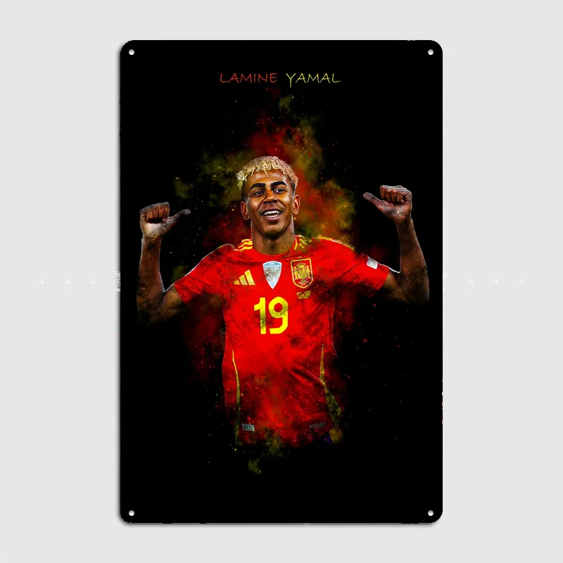Lamine Yamal Football Player Poster Metal Posters Living Sign Indoor Outdoor Room Decoration Home Bar Decor Wall Decor