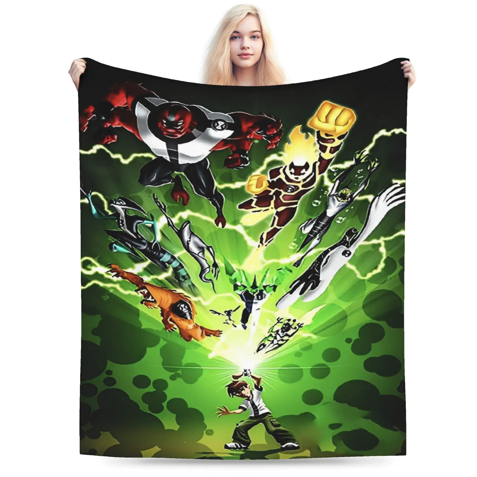 Warm BlanketGirls Boys Camping Ben 10 Omnitrix Bedding Throws  Flannel Bedspread For Home Decor Pattern Sofa Bed Cover