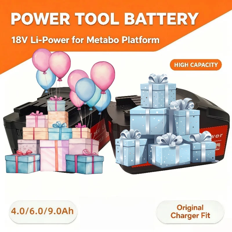 18V 4.0/6.0/9.0Ah Rechargeable Lithium‑ion Battery, High‑Performance Durable Reliable Replacement Battery For Metabo Tools