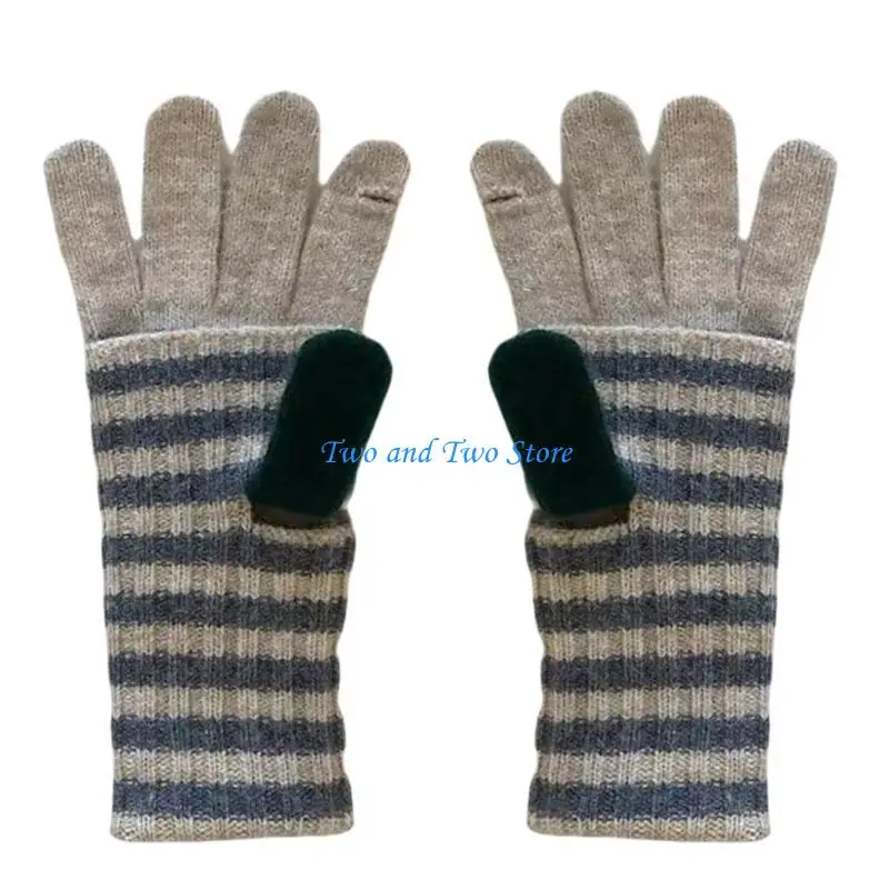 HX6F قفازات حرارية دافئة للرجال والنساء قفازات أنيقة أصابع كاملة قفازات الشتاء في الهواء الطلق للجنسين محبوك القفاز #5