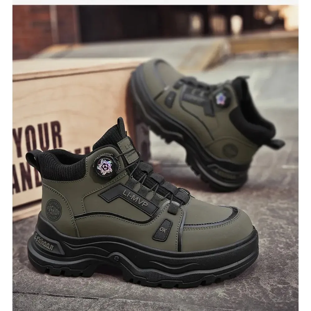 Herbst Männer High Top Stiefel 2025, Outdoor Stiefeletten Bequeme Casual Männliche Stiefeletten Wandern Outdoor Turnschuhe Botas Para Hombre