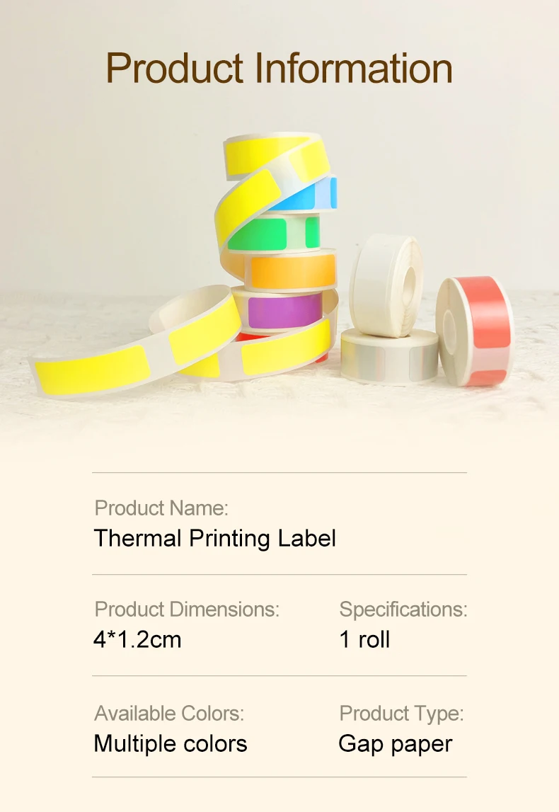12*40mm farbige transparente Thermoaufkleber-Rolle, selbstklebendes Etikettenband, Papier-Namensschilder, Sortiernotizen, Marklife P12 P15 D30 – Detail 2