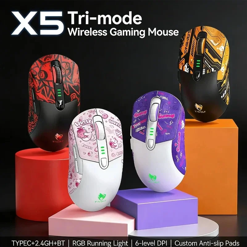 Hot Sale X5 RGB Gaming Mouse Wireless 12800 DPI Programmable Buttons 500mAh Rechargeable Ergonomic Mouse For Computer GamerMouse