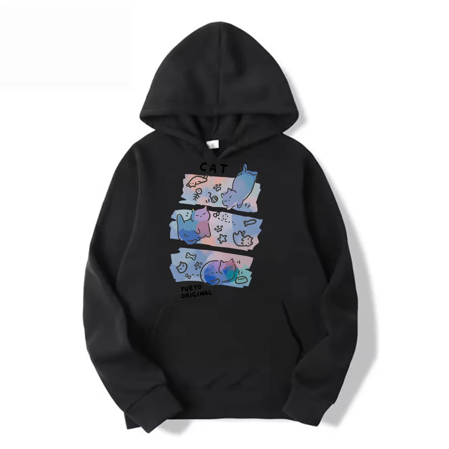 

Толстовка с круглым вырезом, длинным рукавом и шляпой с принтом, повседневная, теплая, стильная, тяжелая (вес ткани 220–320 г/м2)