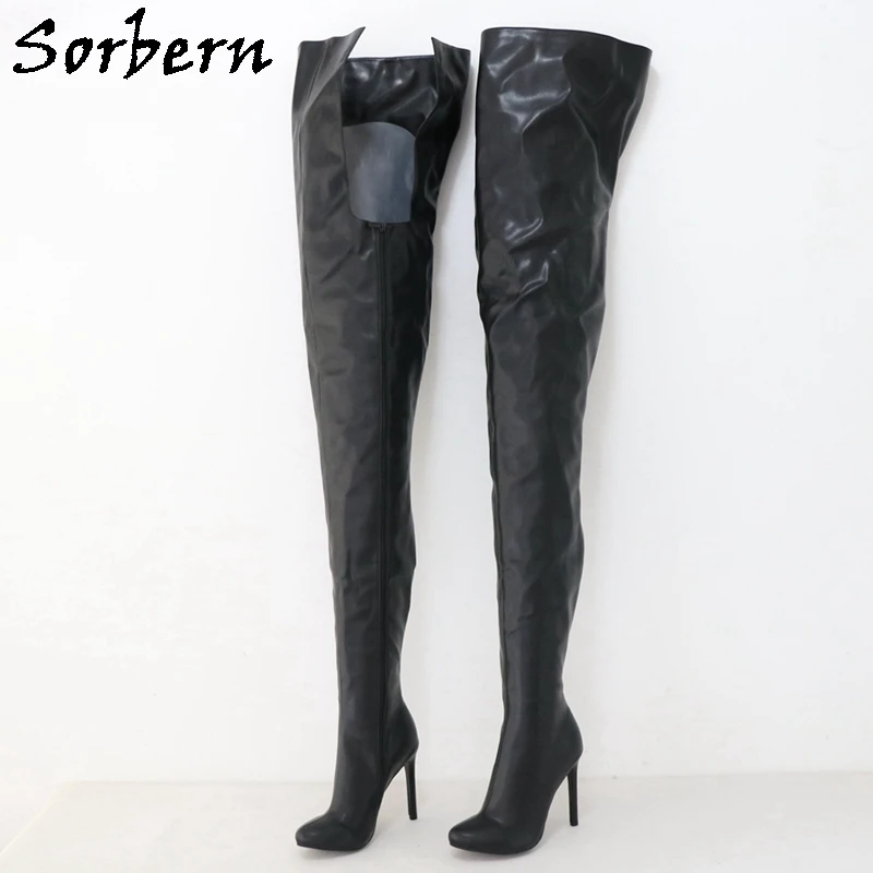 Sorbern Super Long Boots Women Unisex Styles High Heel Black And Red Shoes Round Toe Custom 85Cm In 125Cm Out Crossdresser Shoe