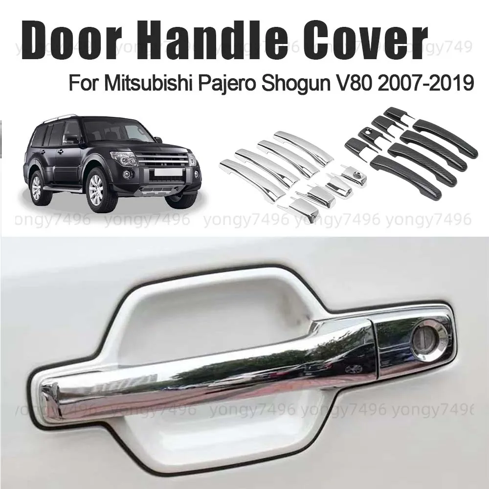 

Car Upgrade Door Handle Cover For Mitsubishi Pajero Shogun V80 2007-2019 Cars Accessories Silver Carbon Fiber Decoration Styling