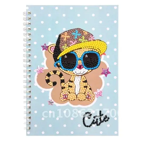 

Special Shaped Rhinestone Mosaic Embroidery Drawstring Diary Book Stationery 5D DIY Diamond Animal Painting Notebook 60 Pages