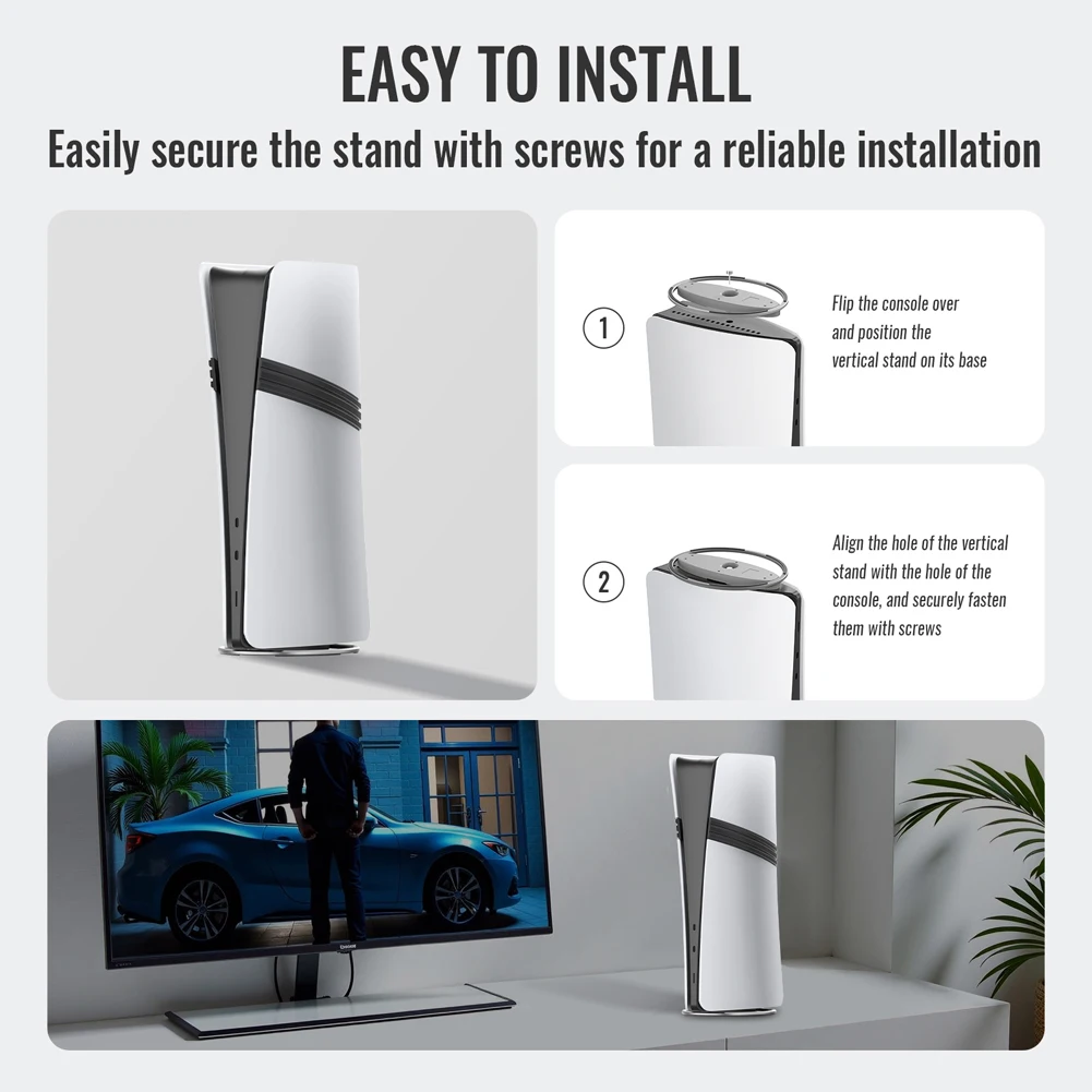 Portable Metal Vertical Stand Game Console Base Bracket Anti-Slip Base Vertical Stand Holder for PS5 Pro/PS5 Slim/PS5 Console