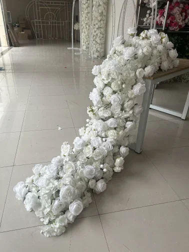 Customized Artificial White Rose Wedding Decorations Artificial Flower Wall Wedding Arch