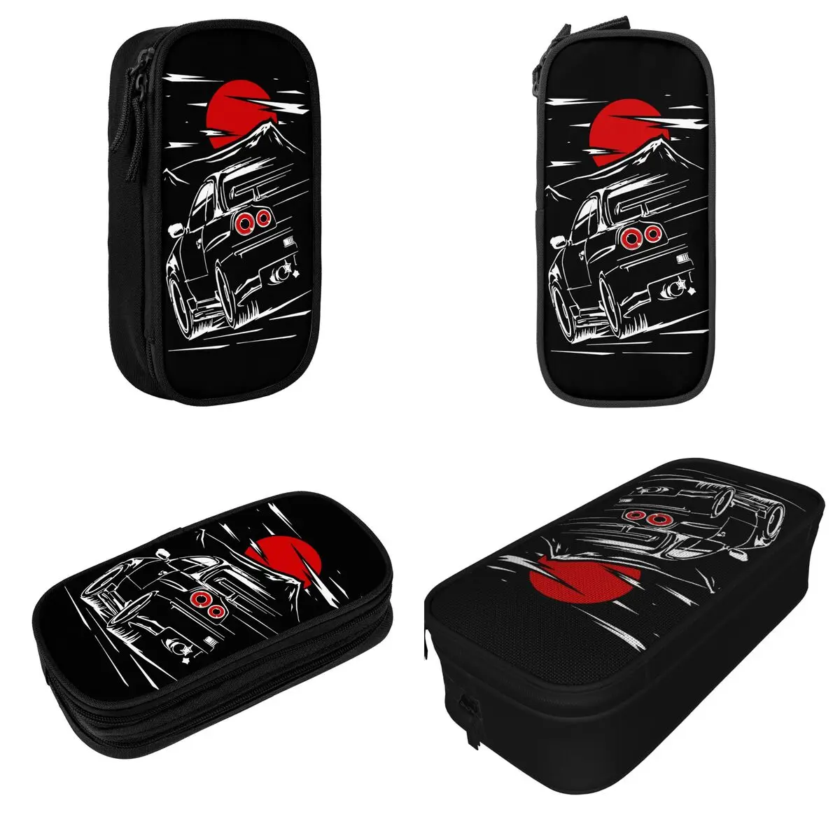 JDM Drift GTR 34 Sundown Pencil Cases Japanese Cars Pencil Pouch Pen Box Large Storage Bags Students School Gifts Accessories