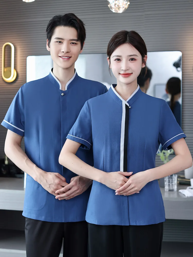 Hotel Cleaner Aunt Work Clothes Short Sleeve Women's Summer Shopping Mall Guest Room Property Hotel Uniform Tops Cleaning Clothe