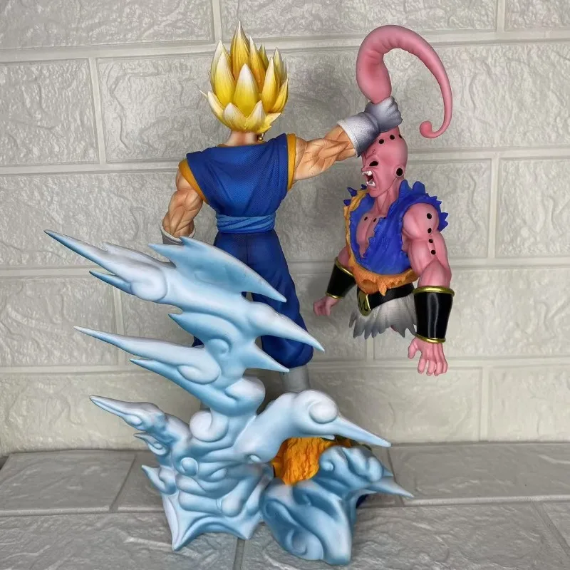 38cm Dragon Ball Figure Vegetto VS Majin Buu Battle Scene Anime Collection Model Desktop Ornament Decorations Holiday Gifts Toy