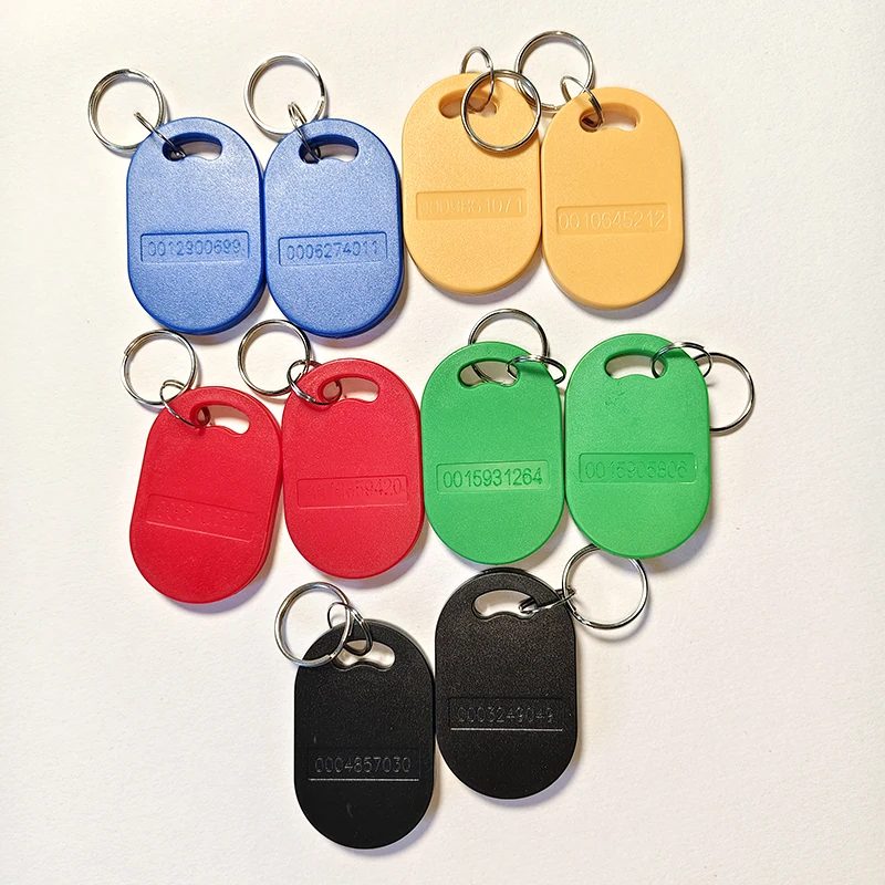 10Pcs/Lot 125Khz TK4100 / EM4100 Key Keyfobs RFID Keychains Proximity Read Only Card Token Tags  for Door Access Control System 
