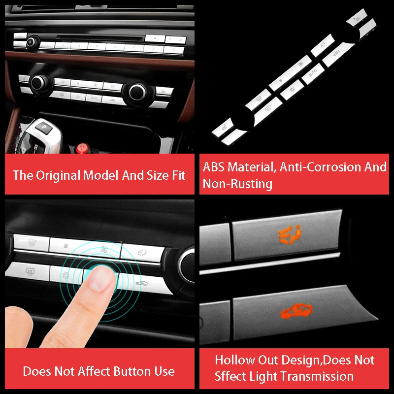 Car Center Console Air Conditioning CD Panel Button Sticker Trim For BMW 5 6 7 Series 5GT F01 F02 F10 F11 F12 F18 Car Styling