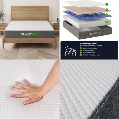 Matelas moyen en mousse à mémoire de forme et latex de 11 pouces, double taille, fabriqué aux États-Unis - GhostBed Classic