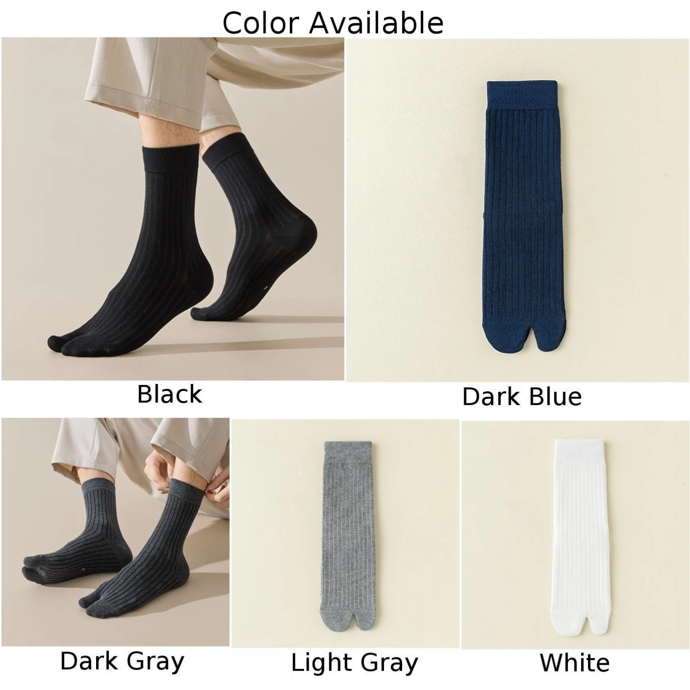 Męskie bawełniane skarpetki z dwoma palcami w paski, idealne do aktywnego trybu życia, wygodne skarpetki do kostki z właściwościami pochłaniających pot.