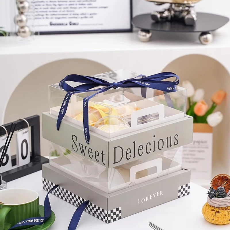 Window Open Cupcake Packing Box, Snow Melanie Baking Packing Box, Portable Egg Tart Box, Muffin Cup