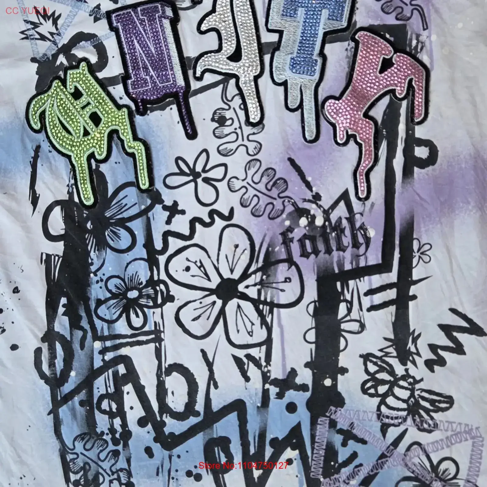 T-shirt Homme SMOKE RISE Unity Faith Graffiti Bling Double Face Taille 2XL Vintage Lavé Streetwear Légèrement Délavé Pour Tous les Jours