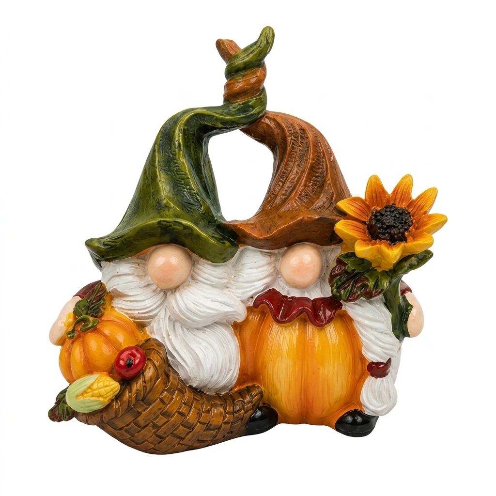 Gnome Statue Rustic Thanksgiving Decor for Homeowners Harvest Pumpkin Couple Figurine Autumn Garden Resin Ornament Durable