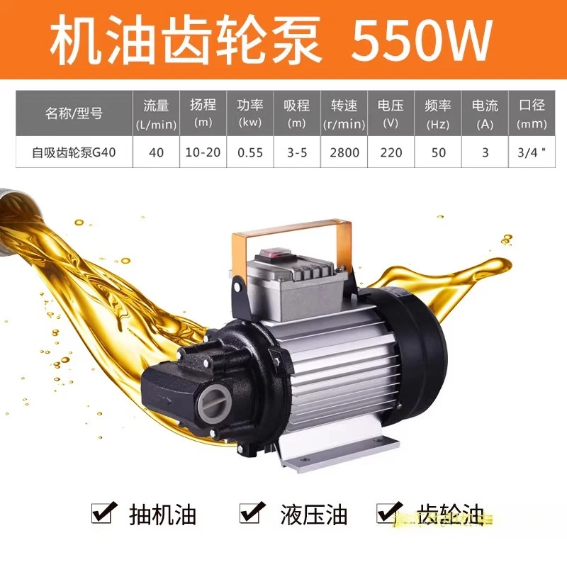 Household self-priming electric gear pump 550 and 1100 watts electric pump large flow hydraulic press oil pump copper