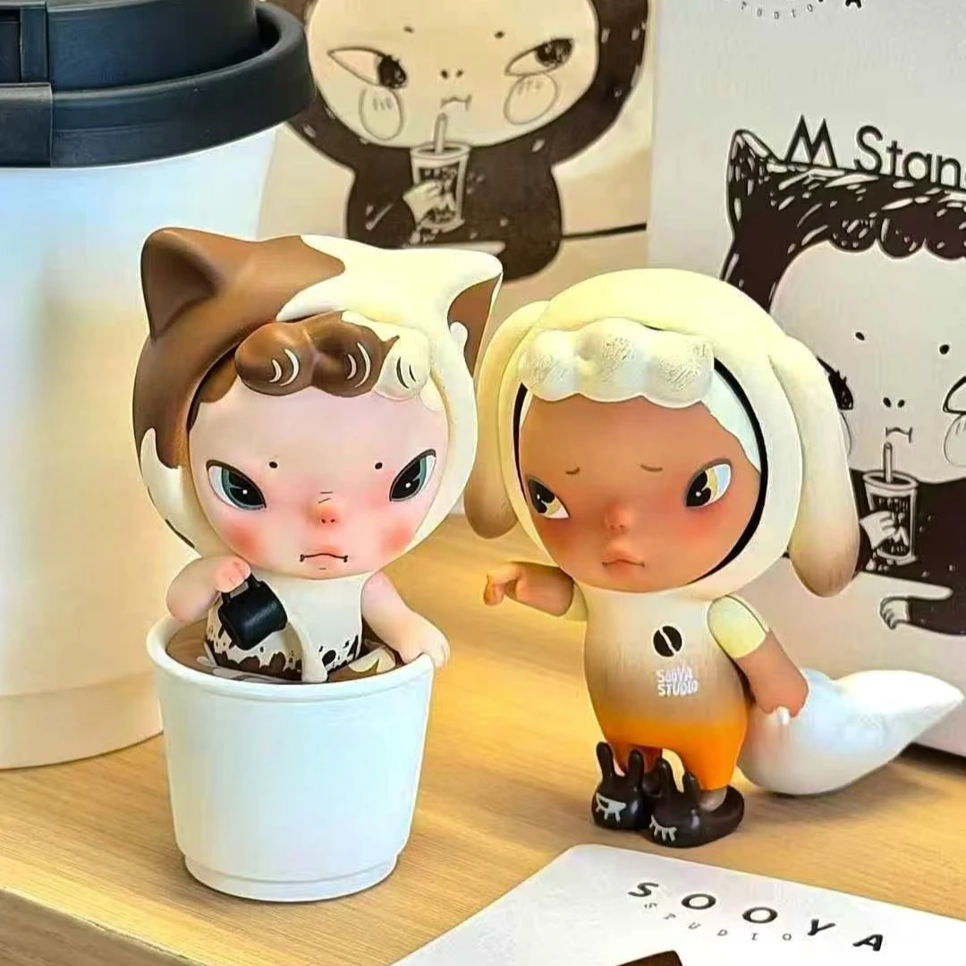 جديد سويا القهوة صندوق أعمى الشكل حظر ايمو بو الأرنب القط دمية التعاون مصمم لعبة شخصية الديكور الفنان الجمالي