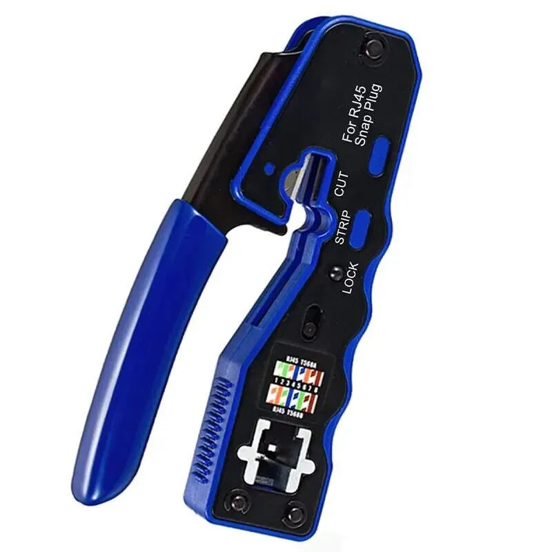 RJ45 Crimp Tool Pass Through Cutter Cat6 Cat5 Cat5e 8P8C Modular Connectors All-in-one Wire Network Tool Cable Crimper