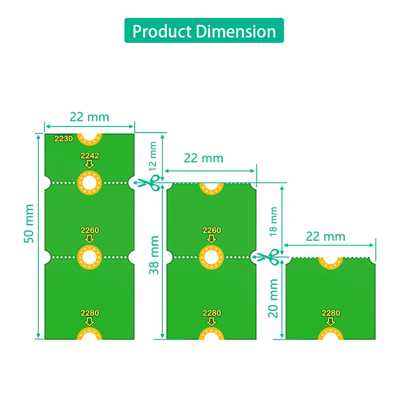 M.2 NGFF NVME SSD Extension Bracket Transfer 2230 2242 2260 2280 Length Extend Adapter Bracket Card Plate Adjustable Length Size
