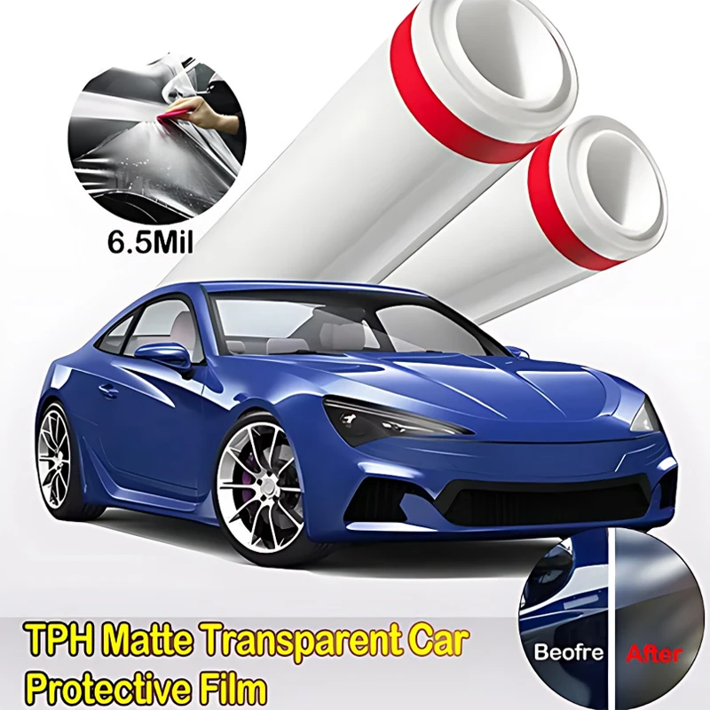 6.5Mil 152CMx15M Matte Transparent Car Cover TPH Car Paint Protection Film Vinyl Wrap Film Sticker No Bubbles Exterior Parts