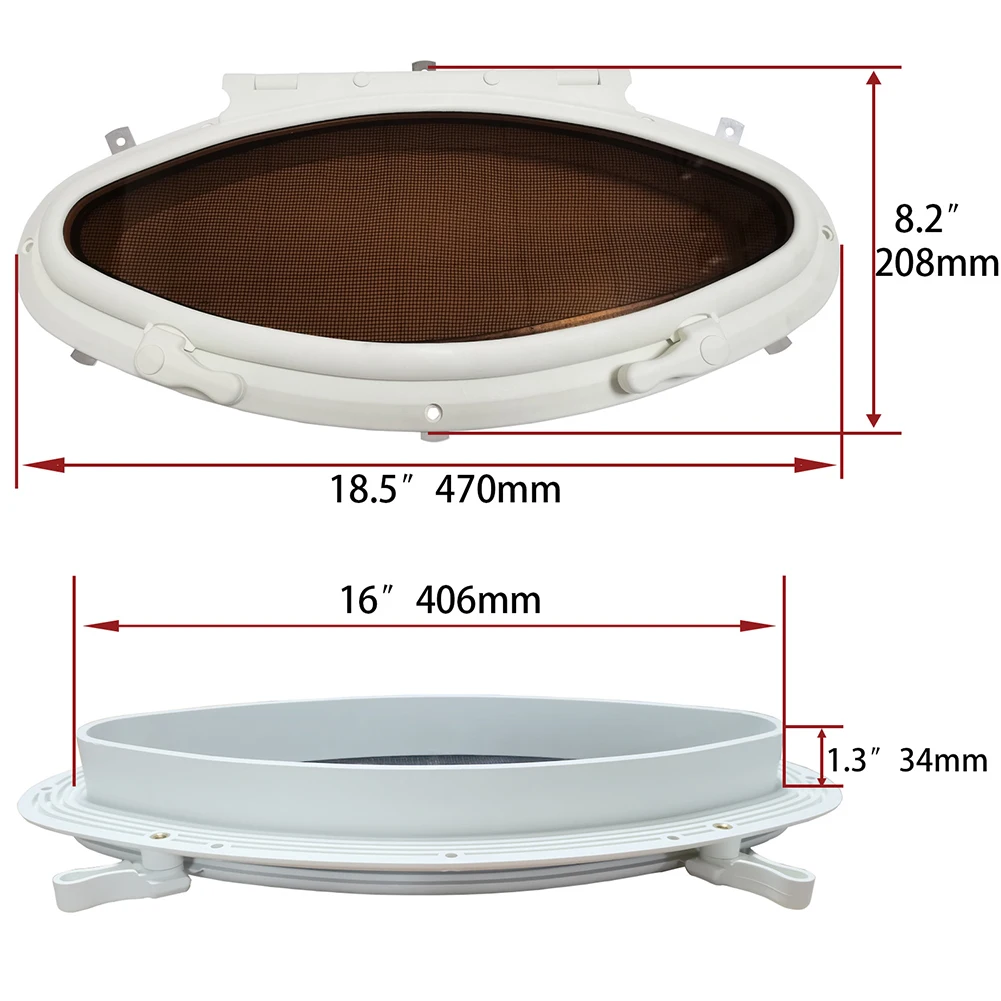 Parts Marine Portlight Boat Fittings Internal Accessories Opening Oval Shape RV Ship UV Resistant High Quality