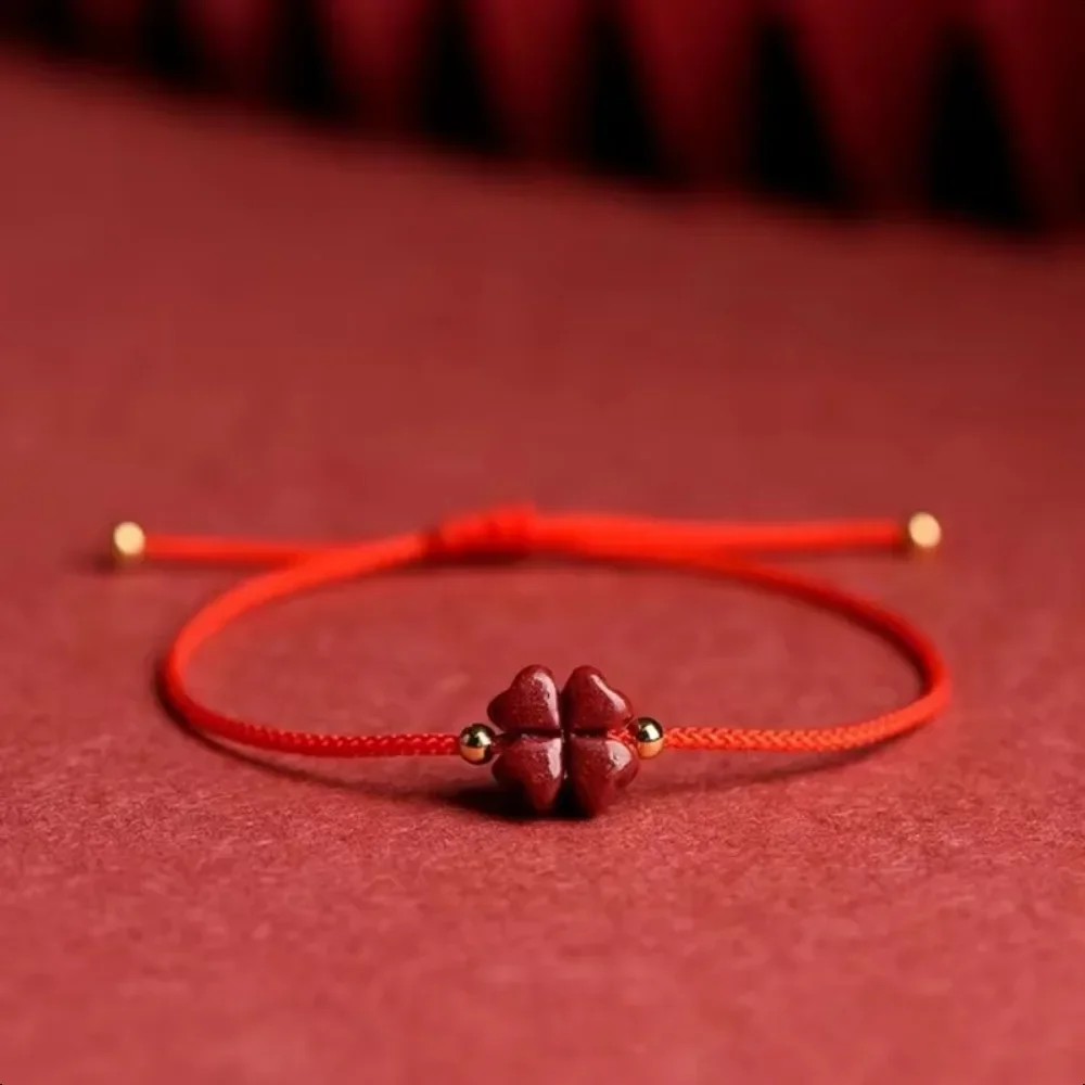 Lucky Four Leaf Clover Red Thread Bracelet Women's Tennis for Men Couple Friendship Handicraft Luxury Jewelry Accessories New