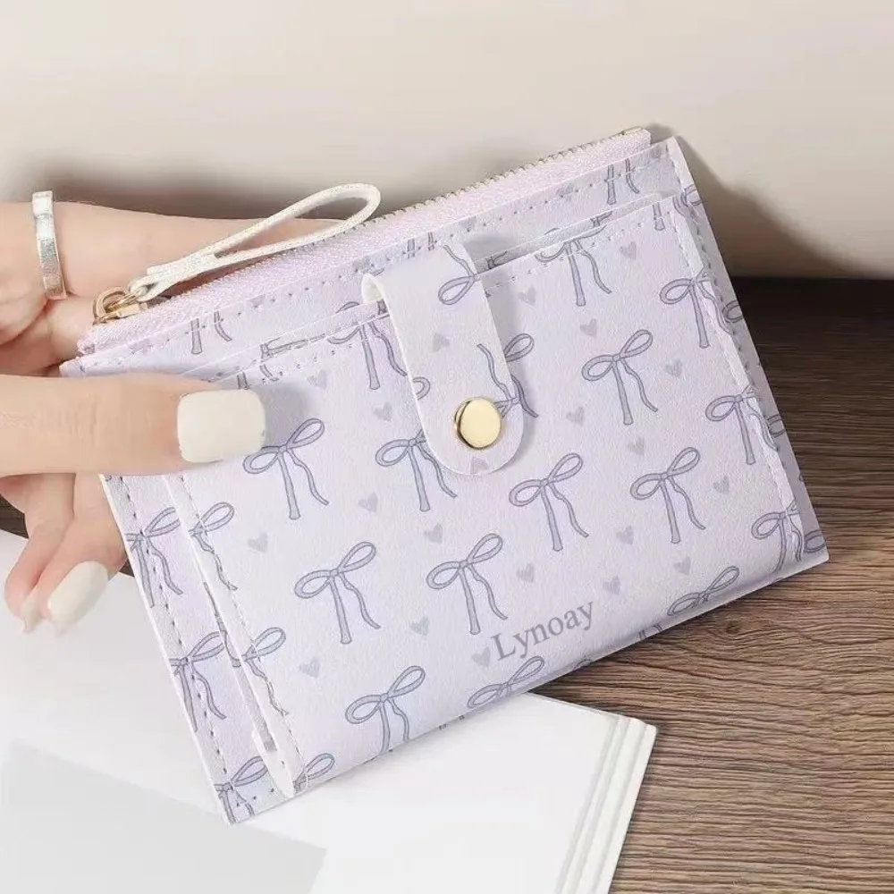

Модный ультратонкий короткий кошелек на молнии с бантом, кошелек для монет, легкий женский зажим для карт