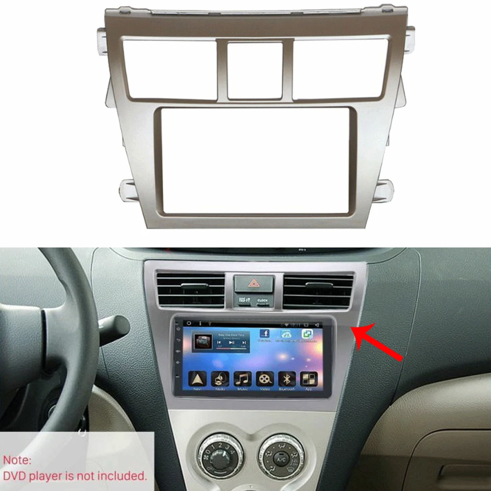 

2 Din Android MP5 Fascia Car DVD Frame Audio Fitting Adaptor Dash Trim Kits For 2009-2014 Toyota Vios Belta Yaris Sedan planel