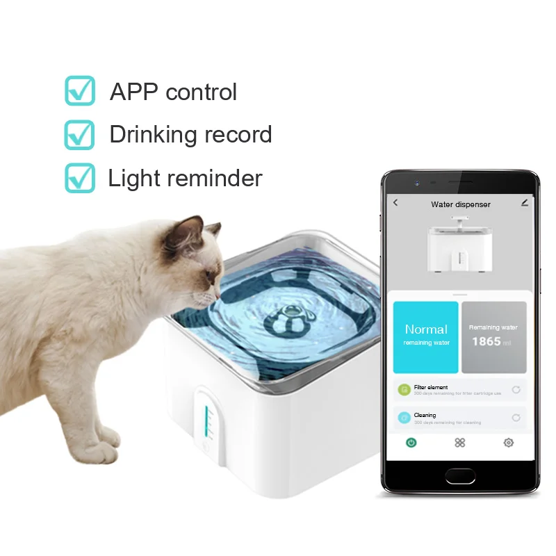 3.5L Recirculate Control Water Dispenser Automatic Stainless Steel Pet Water Fountain For Cats