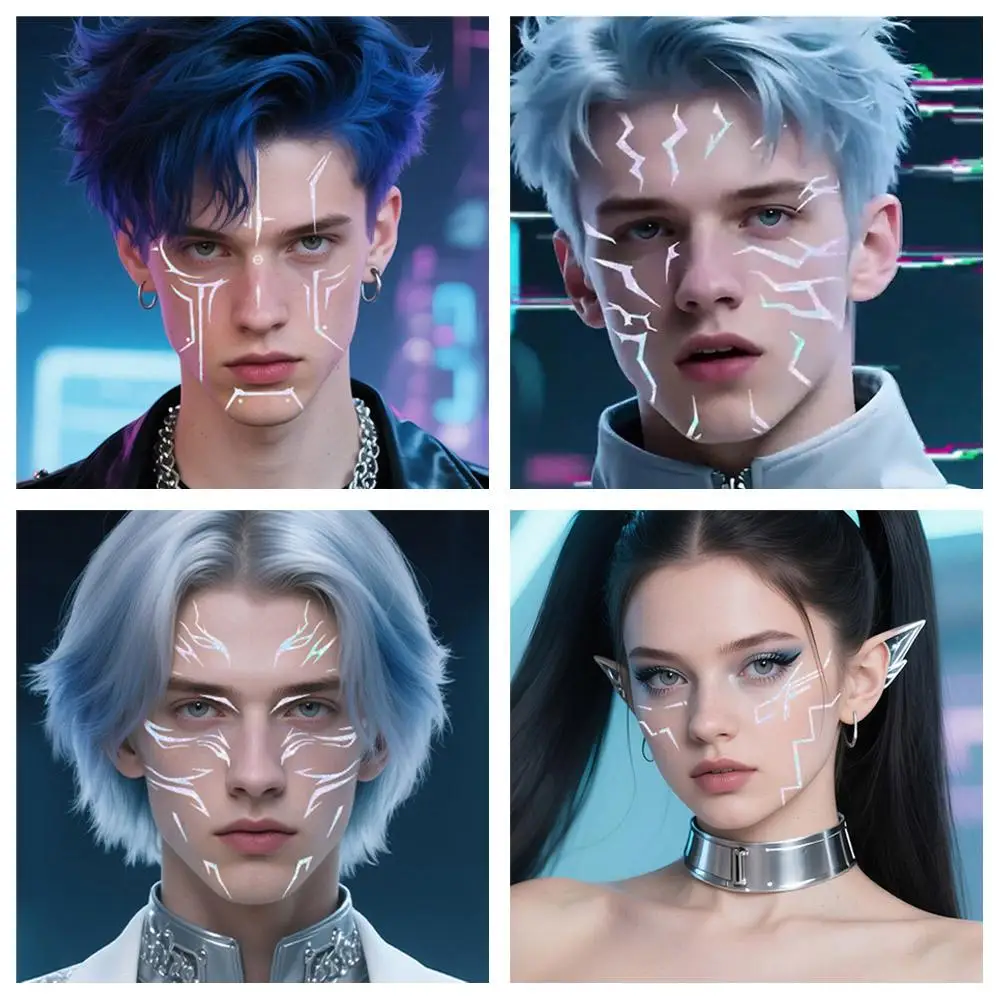 

Татуировки-наклейки для технологии лица, аниме, косплей, сценический макияж, патчи для лица, фестиваль, сбор, пудра, румяна, косметика J4D1