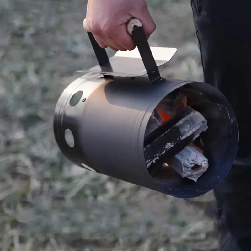 Camping Barbecue Can Charcoal Barrel portable Carbon Stove Charcoal Lighter Chimney Quick Fire Coal Starter Can Lighting Barrel