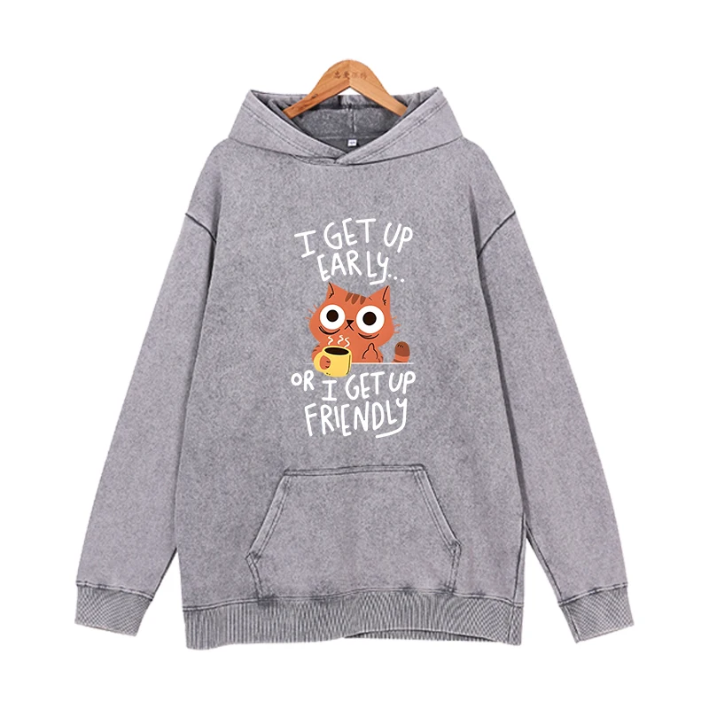 Coffee Little Flower Cat Hoodies Men Fashion Graphic Printed Sweatshirts Women Casual Harajuku Streetwear Friends