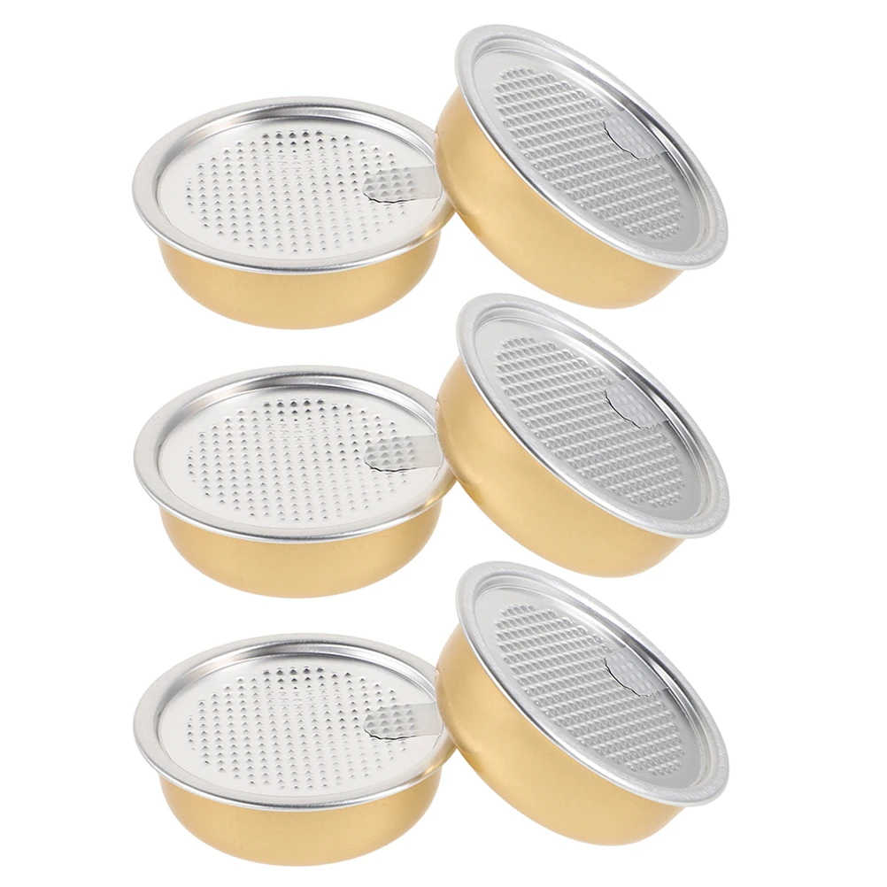 

6 Pcs Bird's Nest Fish Glue Bowl 40ml Gold Sealed Easy Pull Tin High Temp Aluminum Storage Containers Portable Lightweight