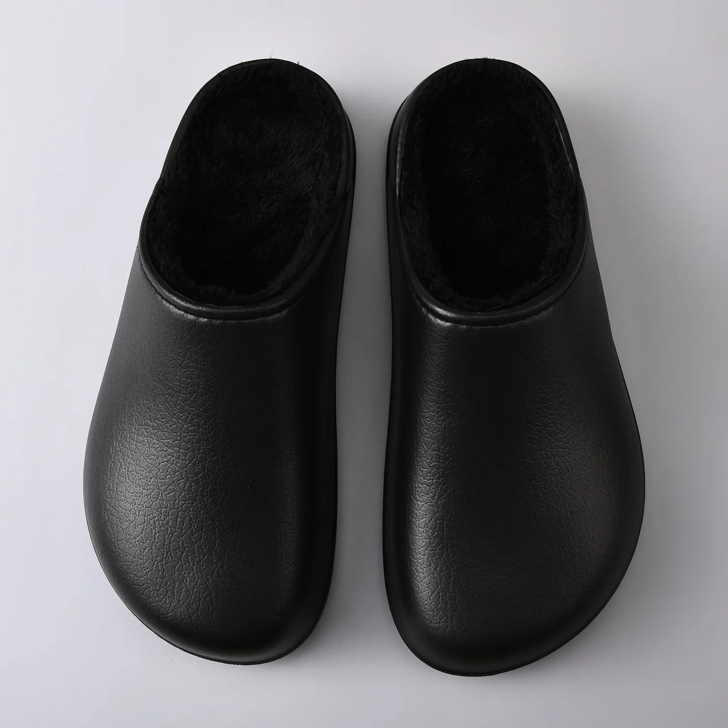 Winter EVA Men's Slippers Plush Warm Waterproof Oil-proof Men Chef Shoes Non-slip Kitchen Work Shoes Couple Home Soft Sole Shoes