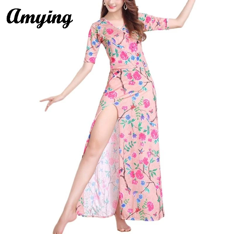 

2024 Women Large Belly Dance Costume Ladies Eastern Dance Performance Practice Wearing Long Dress Training Suit Dress Slim