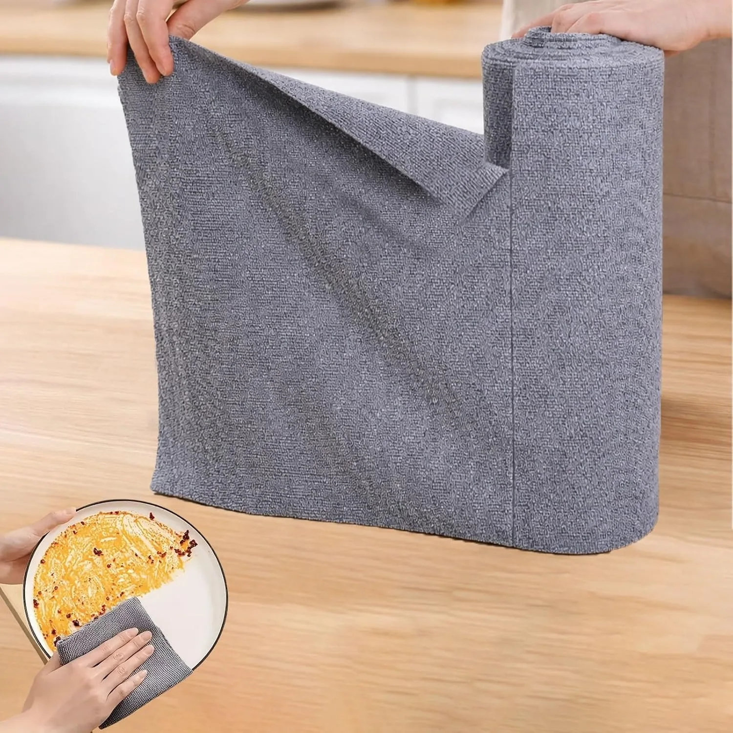 25x25cm Microfiber Dish Towels, 20-Pack Reusable Kitchen Cleaning Cloths for Dishes, Countertops, Windows