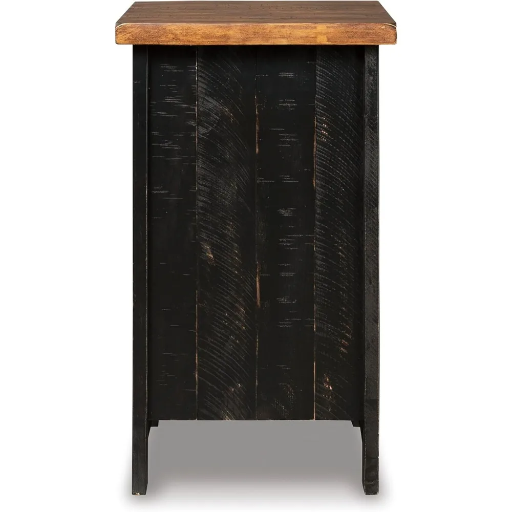 Rustic Chair Side End Table with Double Cabinet Doors and 1 Storage Shelf, Brown