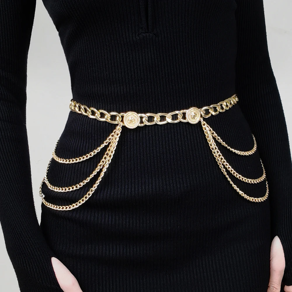 Metallic ladies punk waist chain Fringe chain Body chain waist trim dress Sexy belt accessories riemen voor vrouwen cinturones