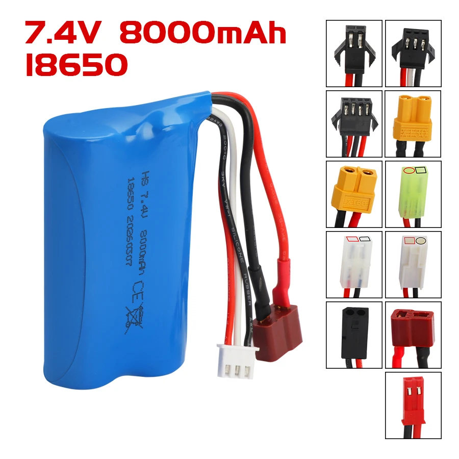 

Аккумулятор LiPo 7.4V 8000 мАч 18650, высоковольтный аккумулятор 7.4V для Q46 Wltoy 10428 12428/12423 X9115 144001, запасные части для радиоуправляемых машин