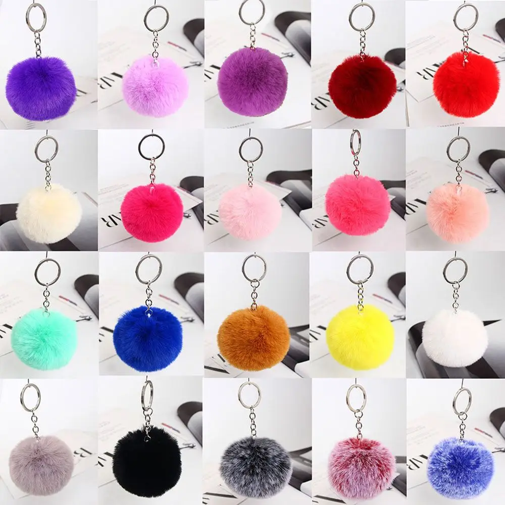 20 Colors Trendy Pompom Bag Pendant Fur  Ball DIY Key Ring Keychains Fashion Accessories Key Chain