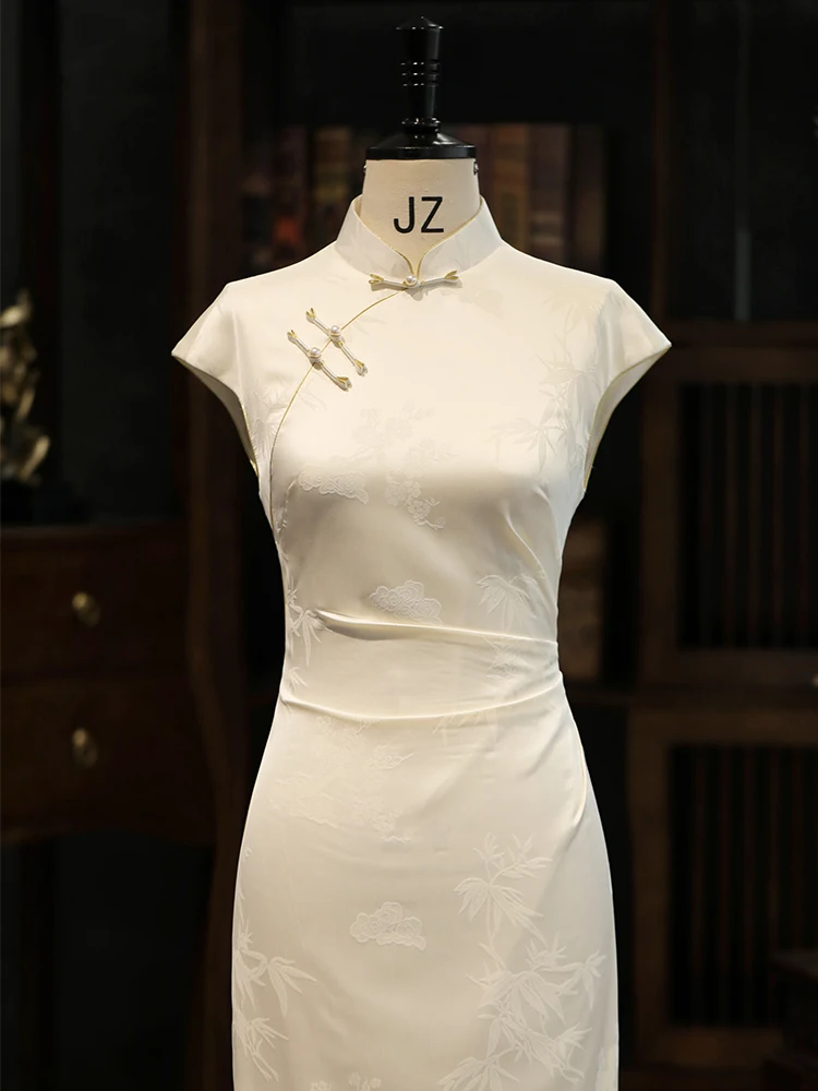 

Новое китайское платье Ele White для женщин: осеннее, улучшенное, простое, повседневное, для помолвки и свадьбы