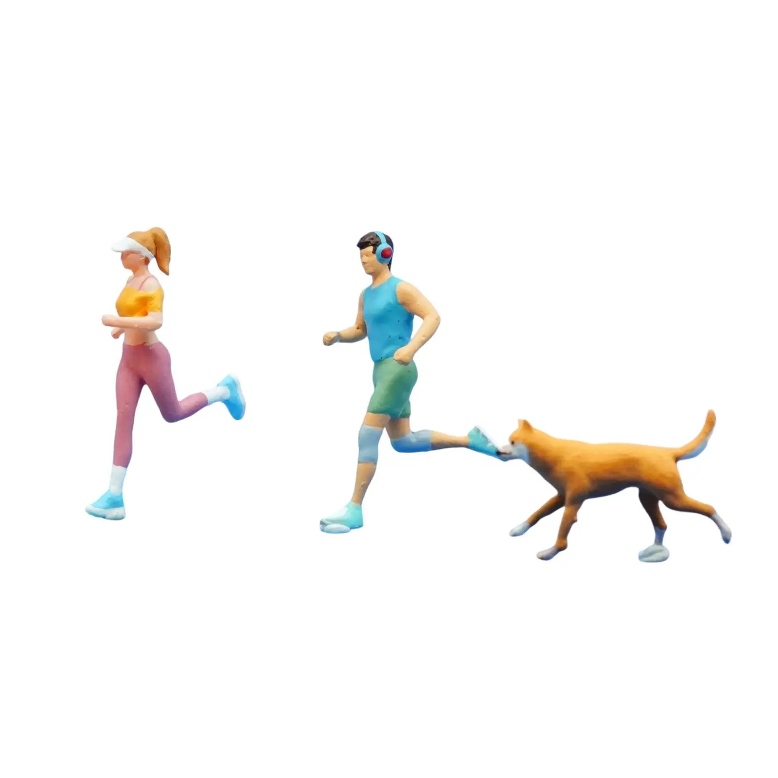 3Pcs 1:64 Scale Miniature Figures Running Sports Theme Decorative Photography Props Collections Painted Mini People Figurines